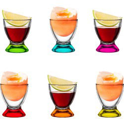 Glasmark Eierdopjes - set van 12x - gekleurd glas - D5 x H4,5 cm - Eierdopjes