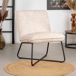 Scandinavische fauteuil Sophie chenille stof wit/beige gemêleerd