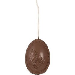 Clayre & Eef Decoratie Hanger Ei 11 cm Bruin Polyresin Paashanger