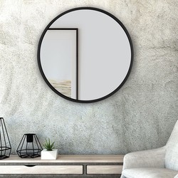 Wandspiegel met metalen lijst Ø 70 cm Zwart van glas by WOMO-Design