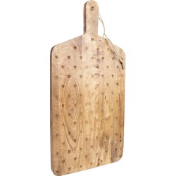 Clayre & Eef Decoratie snijplank  25x50x2 cm Bruin Hout Hartjes Borrelplank