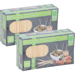 Cocktailprikkers - 2000x stuks - bamboe - hout - 6,5 cm - in doosje - Cocktailprikkers