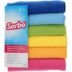 Sorbo Microvezeldoeken gekleurd - 6x stuks - 40 x 40 cm - Vaatdoeken microvezel - Micorvezeldoekjes - Vaatdoekjes