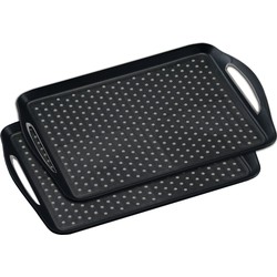 Kesper dienblad - 2x - met anti-slip noppen - 32x45 cm - zwart - Dienbladen