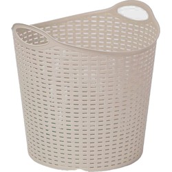 Plasticforte Gevlochten wasmand/opbergmand - flexibel - beige - 27 liter - rond - kunststof - Wasmanden