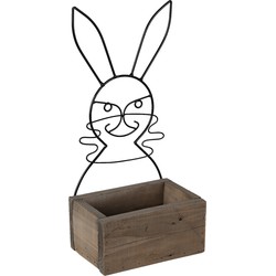 Clayre & Eef Bloempot  Bruin Hout Ijzer Konijn Bloempot binnen
