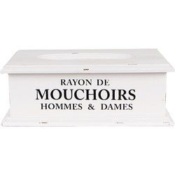 Clayre & Eef Tissue Box 28x16x10 cm Wit Hout
