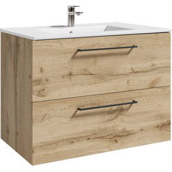 Badplaats Badkamermeubel Belem 80 x 45 cm - Eiken - Badmeubel met Wastafel