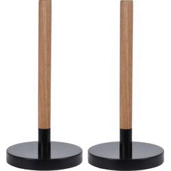 2x stuks keukenrol/keukenpapierhouders zwart bamboe 31 cm - Keukenrolhouders