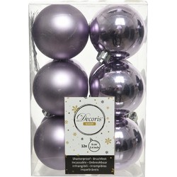 12x Kunststof kerstballen glanzend/mat lila paars 6 cm kerstboom versiering/decoratie - Kerstbal