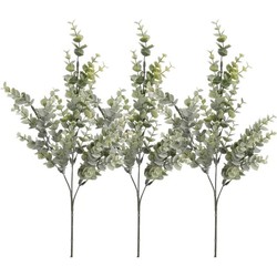 3 stuks Eucalyptus kunstbloemen takken 68 cm decoratie - Kunstplanten