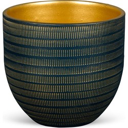 Bloempot voor Binnen - Aardewerk - Blauw/Goud - Ø16 cm