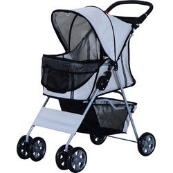 4goodz Hondenbuggy met Zonnedak en Opbergnet - Grijs