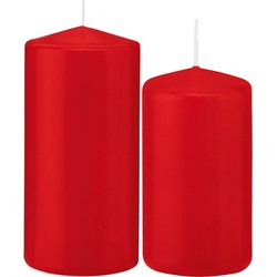 Stompkaarsen set van 4x stuks rood 12 en 15 cm - Stompkaarsen