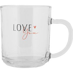 Clayre & Eef Theeglas 200 ml Transparant Glas LOVE YOU