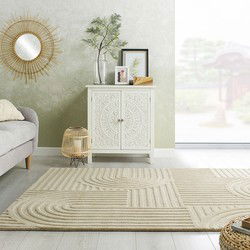 Zen vloerkleed - Japandi - Laagpolig - 100% Wol Modern - Naturel / Beige - 200 X 290 CM