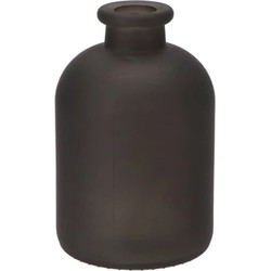 DK Design Bloemenvaas fles model - helder gekleurd glas - mat zwart - D11 x H17 cm - Vazen