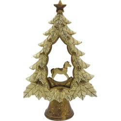 Clayre & Eef Beeld Kerstboom 20 cm Goudkleurig Kunststof Kerstdecoratie Beeld decoratie Decoratieve Accessoires
