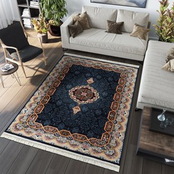 Isfahan Oosters Vloerkleed - Laagpolig - Klassiek Vintage Tapijt - Blauw / Navy / Multi- 160x230 CM