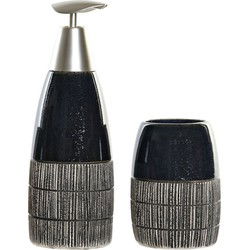 Items Zeeppompje - incl. beker - blauw - polystone - 11 cm - Badkameraccessoireset
