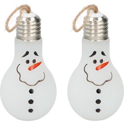 2x Kerst LED lampjes sneeuwpop/sneeuwman 18 cm - Feestdecoratievoorwerp