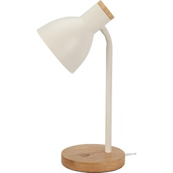 Home & Styling Tafellamp/bureaulampje Design Light - hout/metaal - wit - H36 cm - Leeslamp - Bureaulampen