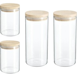 Set van 4x keuken voorraadbussen/potten glas 0.6 en 1.0 Liter inhoud - Voorraadpot