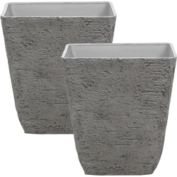 DELOS - Bloempot set van 2 - Donkergrijs - 49 cm - Stenenmix