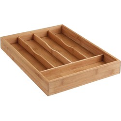 Bestekbak/keuken organizer 5-vaks bamboe hout 34 x 25 cm - Bestekbakken