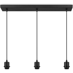 Metaal kroonluchter - Industrie hanglamp - Zwart - Met 3 pcs lampvoeten - Ontworpen voor Eetkamer en Slaapkamer – 65 x 9.5 x 112.5cm - set met E27 Lamphouder - voor Lampenkap met Doorsnede max 20cm - Gloeilamp Niet Inbegrepen