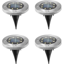 Set van 12x stuks solar tuinlampen/grondspots op zonne-energie 12 cm - Grondspotjes