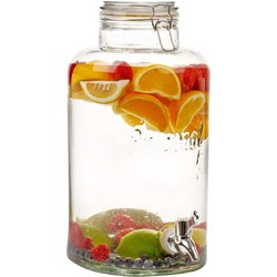 Excellent Houseware Drank dispenser/limonadetap - met tapje - glas - 8 Liter - H37 x D18 cm - Drankdispensers