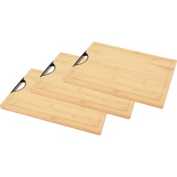 3x stuks bamboe houten snijplank / serveerplank met handvat 40 x 30 x 1,7 cm - Snijplanken