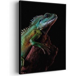 Muurwerken Akoestisch Schilderij - De Groene Kameleon - Geluidsdempend Wandpaneel - Wanddecoratie - Geluidsisolatie - PRO (AW 0.90) XXL (107X150)