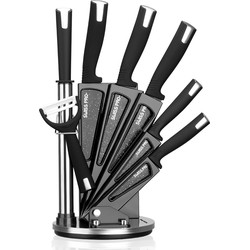 Keukenmessenset - 8-delig - Keramisch Messenset - RVS - Inclusief Messenblok - Zwart