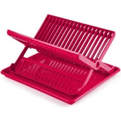 Fuchsia roze afdruiprek 2-laags met lekbak 37 x 33 x 21 cm - Afdruiprekken