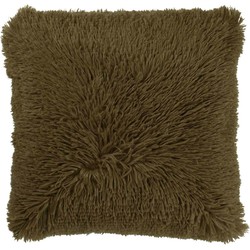 Dutch Decor FLUFFY - Sierkussen 45x45 cm - superzacht - effen kleur - Military Olive - groen - Dutch Decor