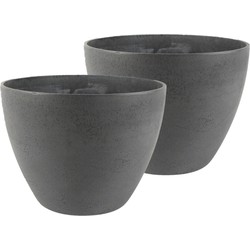 4x stuks bloempot/plantenpot van gerecycled kunststof donkergrijs D29 en H22 cm - Plantenpotten