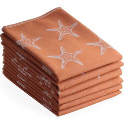 DoubleDry Luxe Theedoeken Set - 6 Stuks - 50x70 cm - 100% Katoen - Hoge Absorptie & Duurzaam - Oceaan, Terracotta