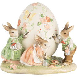Clayre & Eef Decoratie Beeld Konijnen Beige Kunststof
