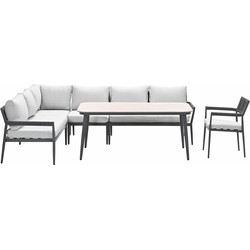 Garden Impressions Tineo lounge dining set 6-delig incl stoel - donker grijs