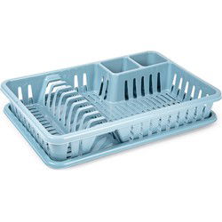 Plasticforte Afdruiprek met lekbak - 45 x 30 cm - ijsblauw - Afwassen - Afdruiprekken