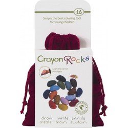 Crayon Rocks Crayon Rocks waskrijtjes in rood fluwelen zakje - 16 kleuren