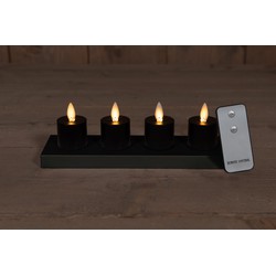 Set 4 St Inductive Rechargeable Black Tealight Moving Flame