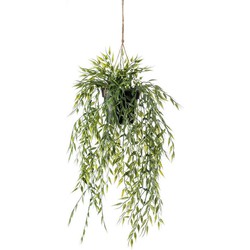 Groene bamboe kunstplanten 50 cm met hangpot - Kunstplanten