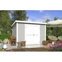 Outdoor Life blokhut Lotta platinum grey-wit, 300 x 250 cm