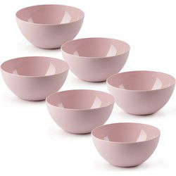 Plasticforte kommetjes/schaaltjes - 6x - dessert/ontbijt - kunststof - D17 x H8 cm - roze - Kommetjes