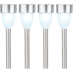 12x Buitenlampen/tuinlampen 36 cm zilver op steker - Prikspotjes