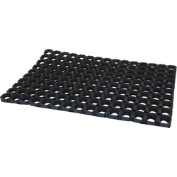 2x Buitenmatten / deurmatten rubber zwart 60 x 40 x 2.3 cm - Deurmatten