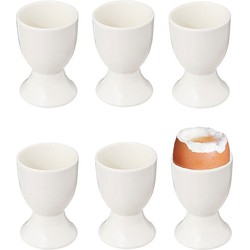 Bellatio Design Eierdopjes Blanche - set van 6x - keramiek - wit - 5x7 cm - Eierdopjes